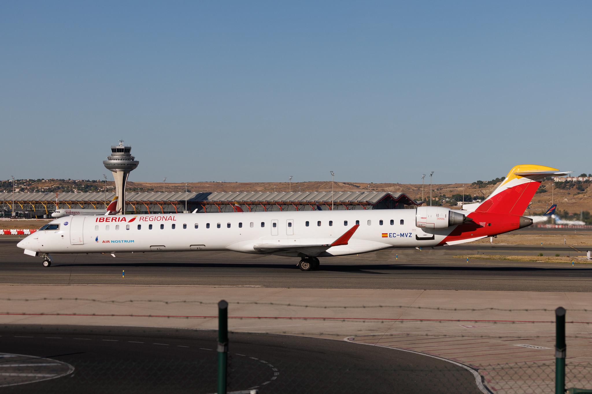 Madrid Barajas Airport: Iberia Regional (IB / IBE) | Operator: Air Nostrum | Mitsubishi CRJ-1000 CRJX | EC-MVZ | MSN 19063