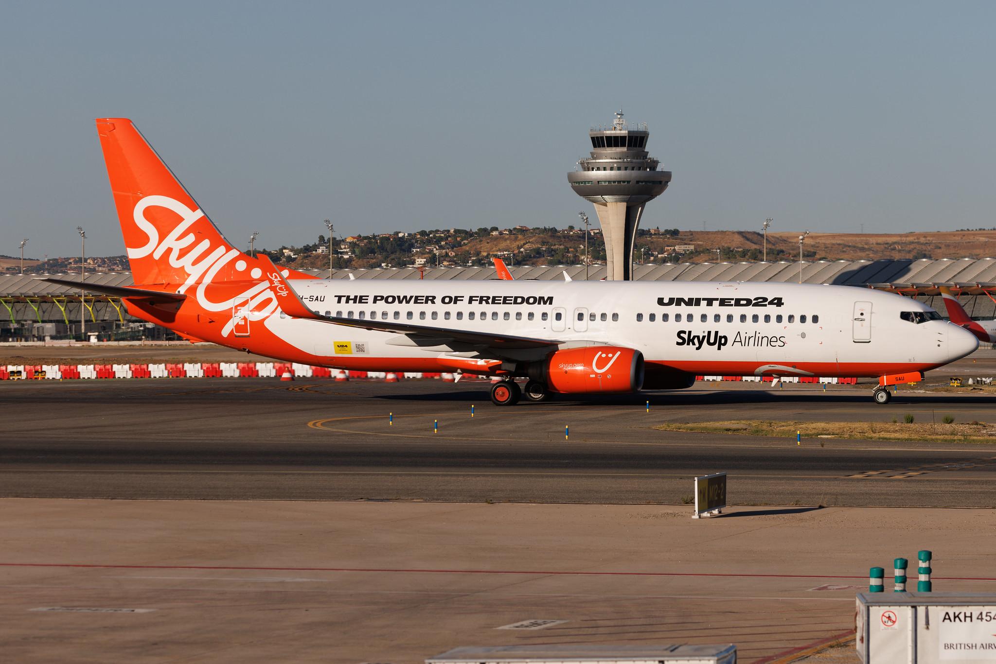 Madrid Barajas Airport: SkyUp Airlines (PQ / SQP) | Operator: SkyUp Europe | Boeing 737-8KN B738 | 9H-SAU | MSN 40249