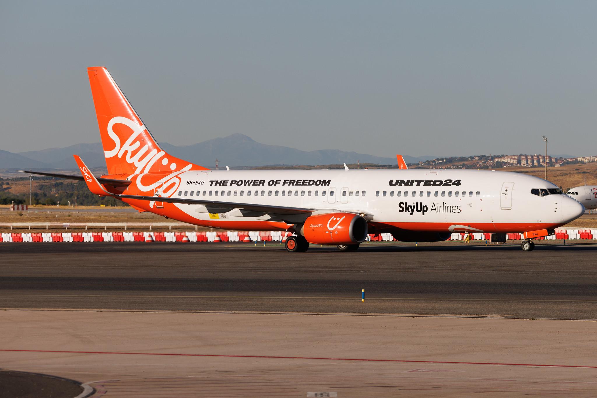 Madrid Barajas Airport: SkyUp Airlines (PQ / SQP) | Operator: SkyUp Europe | Boeing 737-8KN B738 | 9H-SAU | MSN 40249