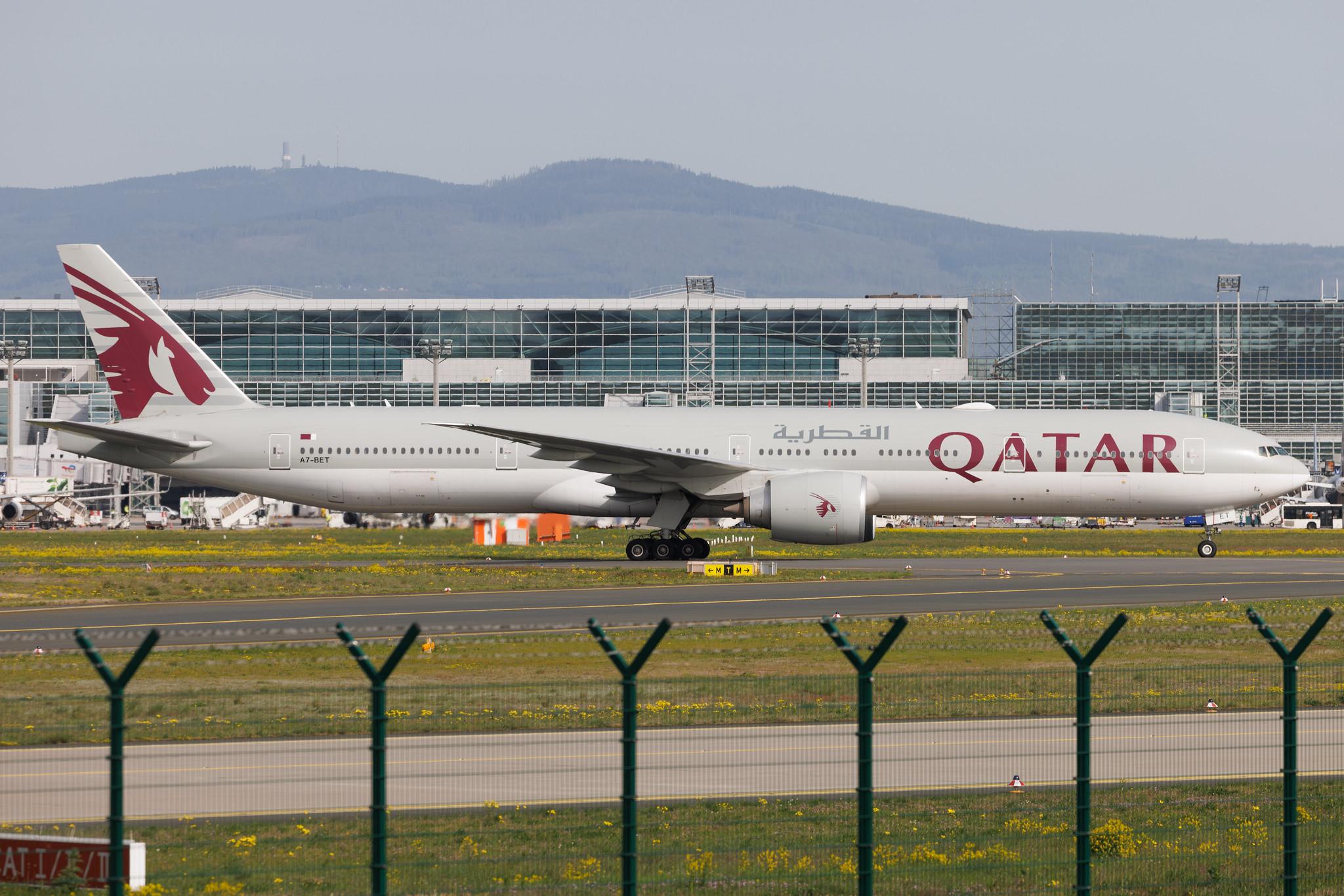 Frankfurt Airport: Qatar Airways (QR / QTR) | Boeing 777-3DZ(ER) B77W | A7-BET | MSN 64087
