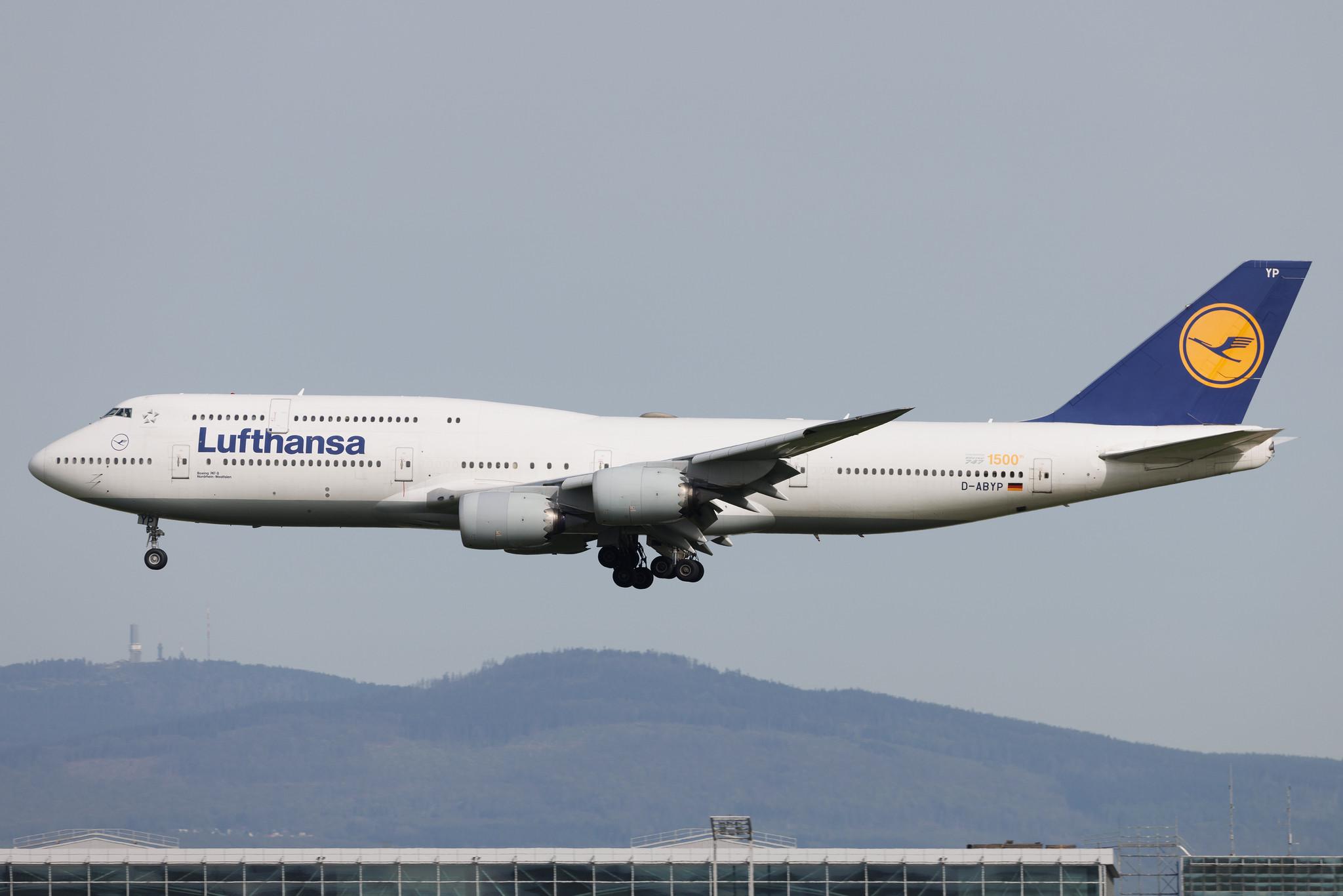 Frankfurt Airport: Lufthansa (LH / DLH) | Livery: 1500th 747 Sticker | Boeing 747-830 B748 | D-ABYP | MSN 37839