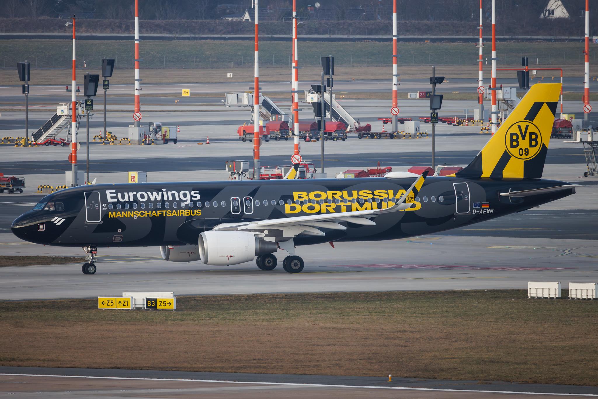 Hamburg Airport: Eurowings (EW / EWG) | Livery: BVB FanAirbus | Airbus A320-214 A320 | D-AEWM | MSN 7259