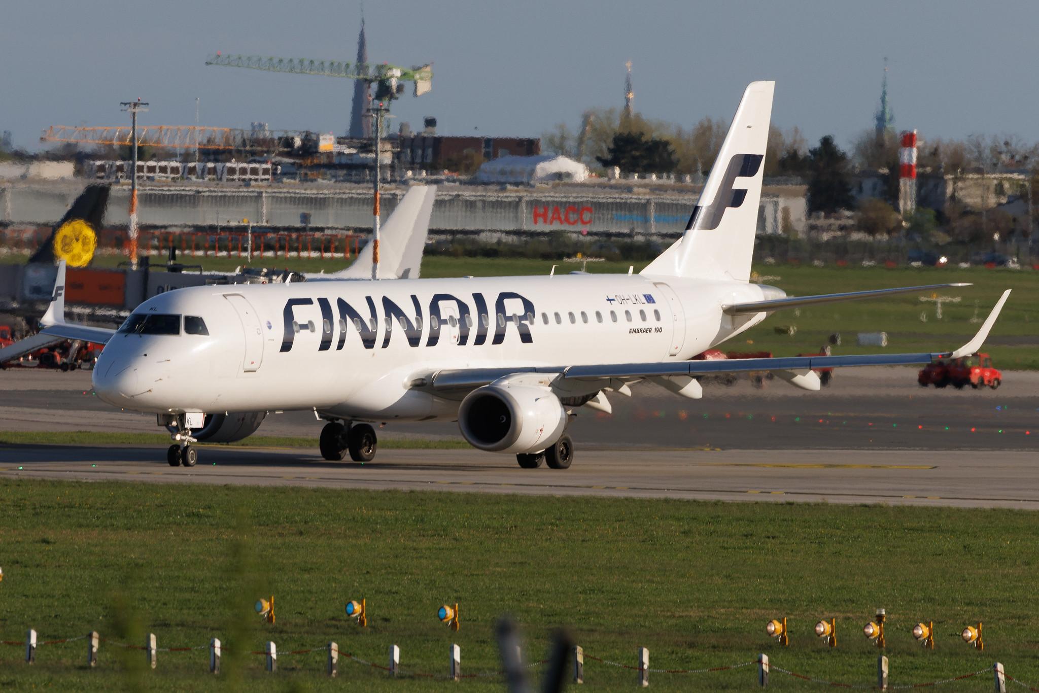 Hamburg Airport: Finnair (AY / FIN) | Operator: NORRA | Embraer E190LR E190 | OH-LKL | MSN 19000153