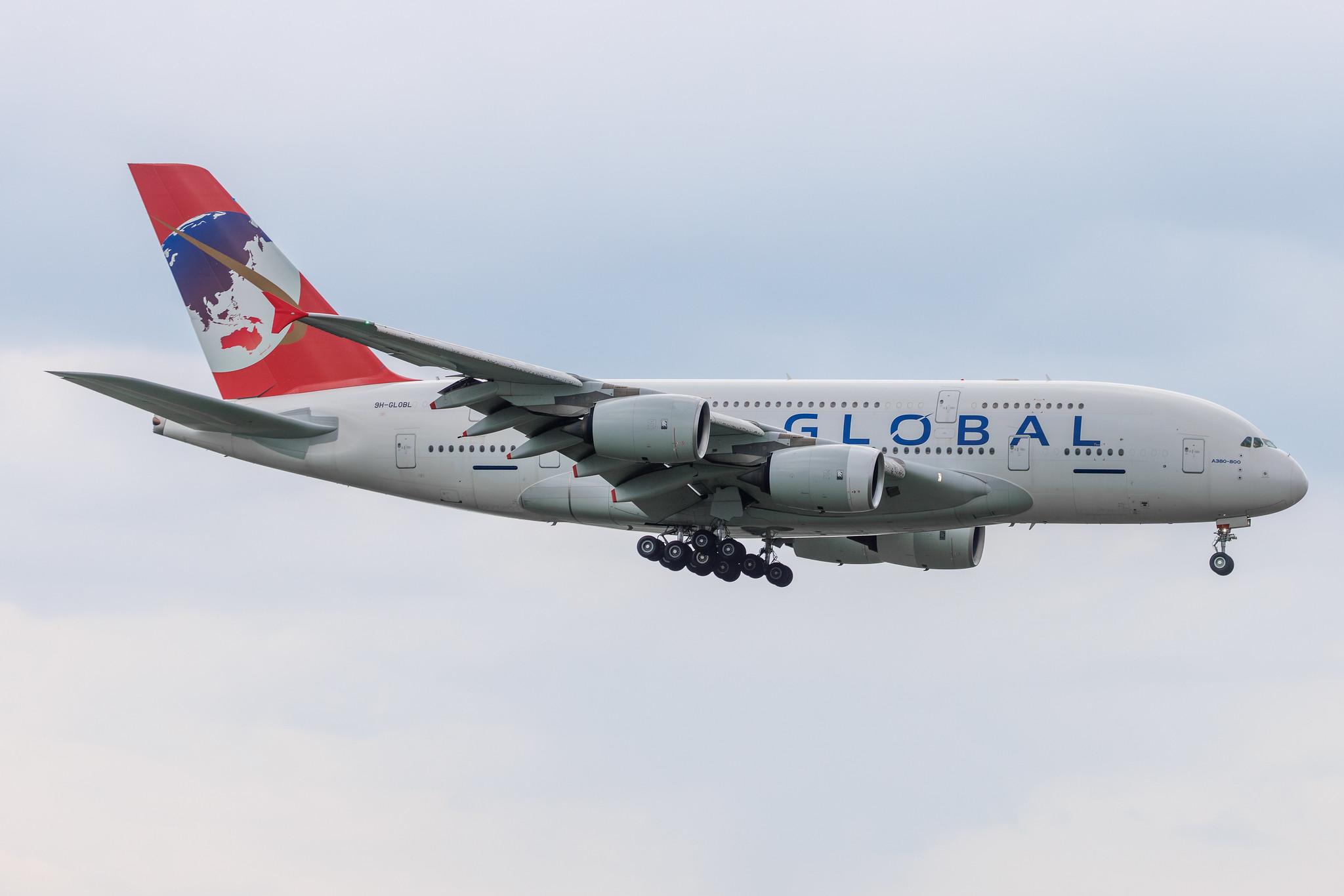 Flughafen Berlin Brandenburg: Global Airlines  | Operator: Hi Fly Malta | Airbus A380-841 A388 | 9H-GLOBL | MSN 120