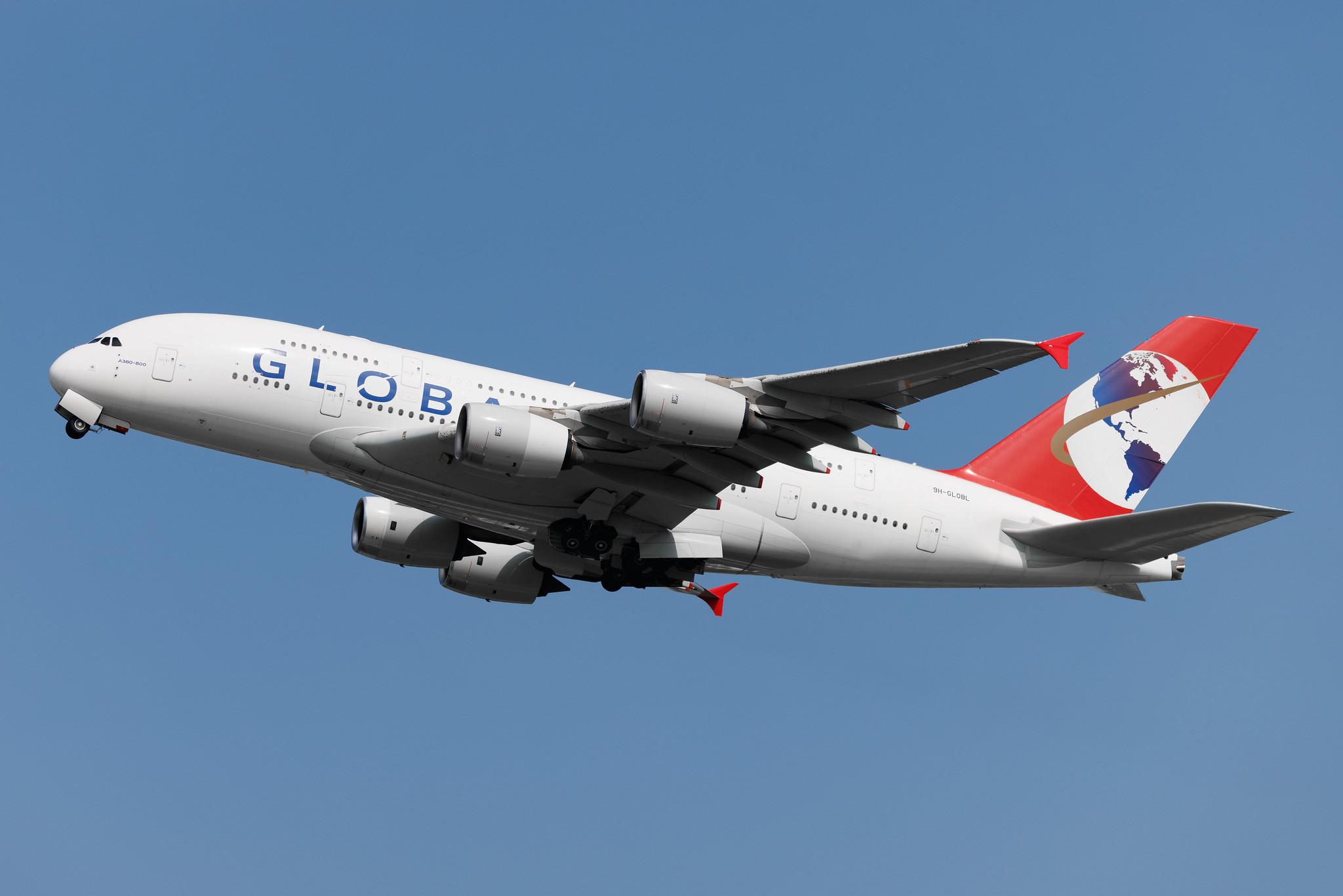 Flughafen Berlin Brandenburg: Global Airlines  | Operator: Hi Fly Malta | Airbus A380-841 A388 | 9H-GLOBL | MSN 120