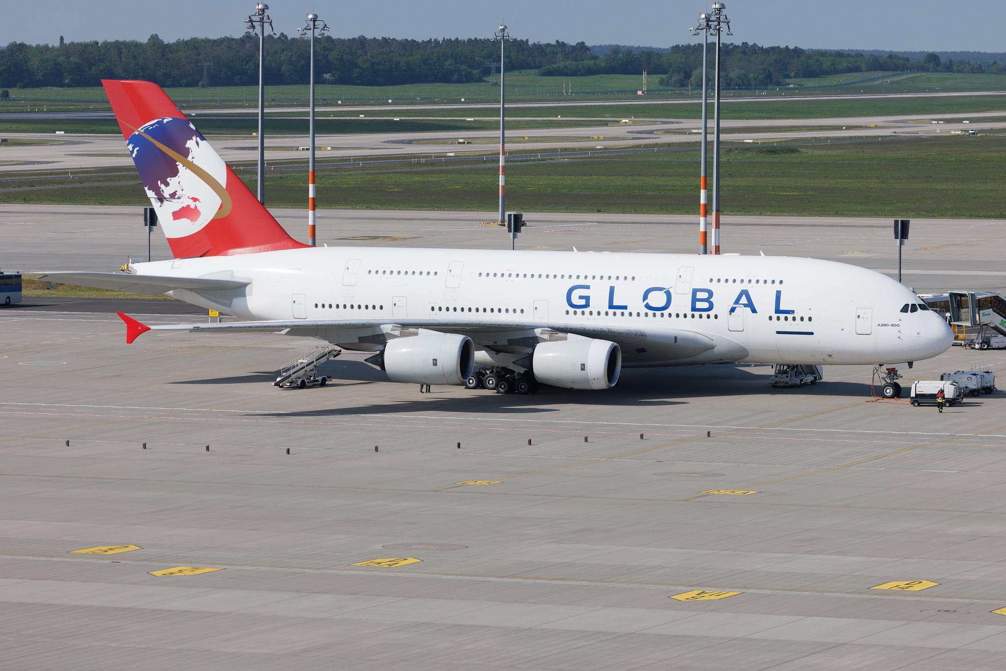 Flughafen Berlin Brandenburg: Global Airlines  | Operator: Hi Fly Malta | Airbus A380-841 A388 | 9H-GLOBL | MSN 120