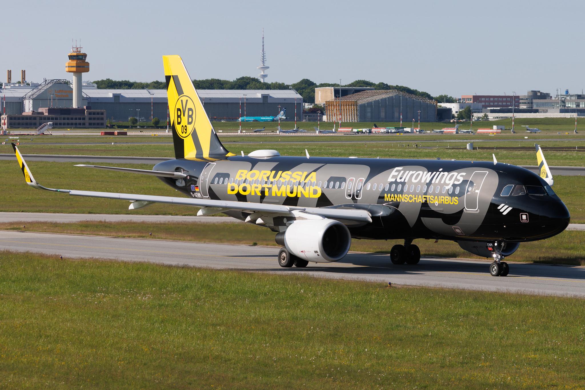 Hamburg Airport: Eurowings (EW / EWG) | Livery: BVB FanAirbus | Airbus A320-214 A320 | D-AEWM | MSN 7259