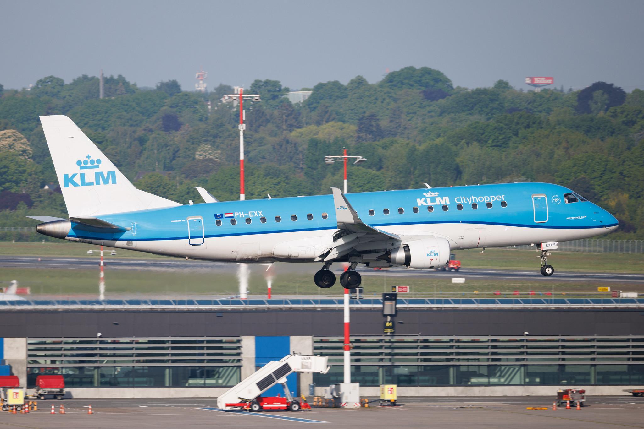 Hamburg Airport: KLM (KL / KLM) | Operator: KLM Cityhopper | Embraer E175STD E75L | PH-EXX | MSN 17000711