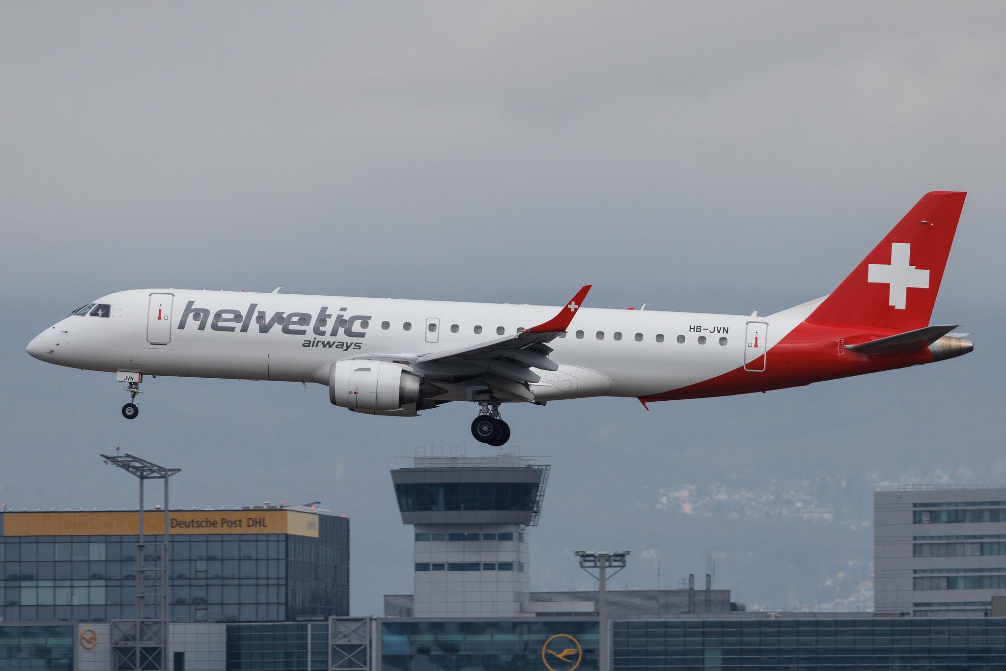 Frankfurt Airport: Helvetic Airways (2L / OAW) | Embraer E190LR E190 | HB-JVN | MSN 19000285