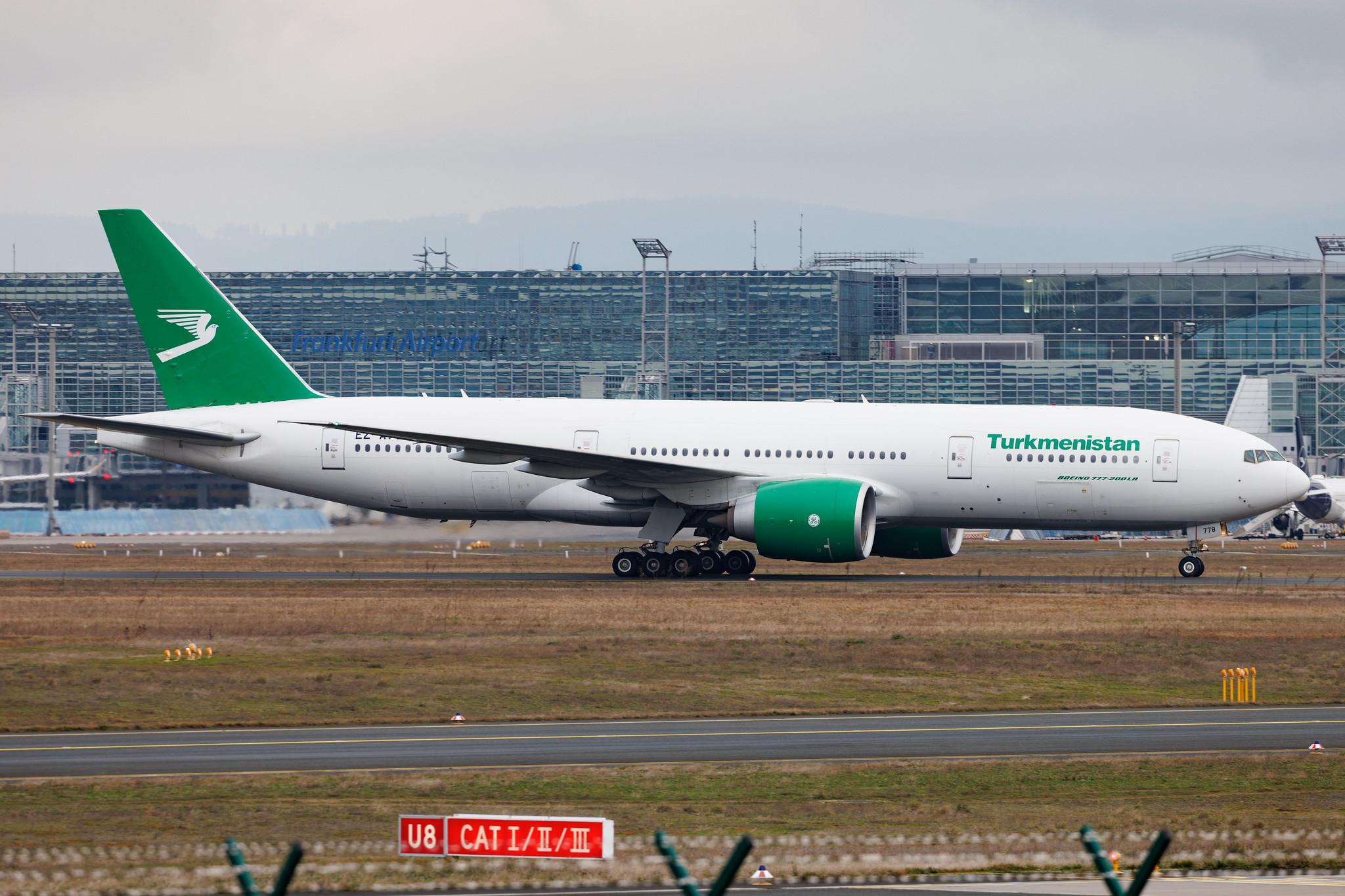 Frankfurt Airport: Turkmenistan Airlines (T5 / TUA) | Boeing 777-22K(LR) B77L | EZ-A778 | MSN 42296
