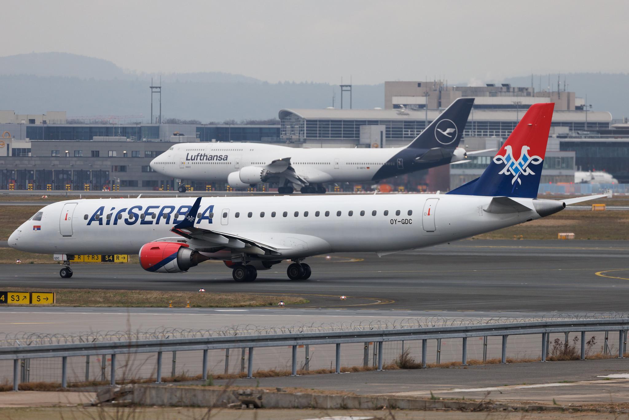 Frankfurt Airport: Air Serbia (JU / ASL) | Embraer E195LR E195 | OY-GDC | MSN 19000204