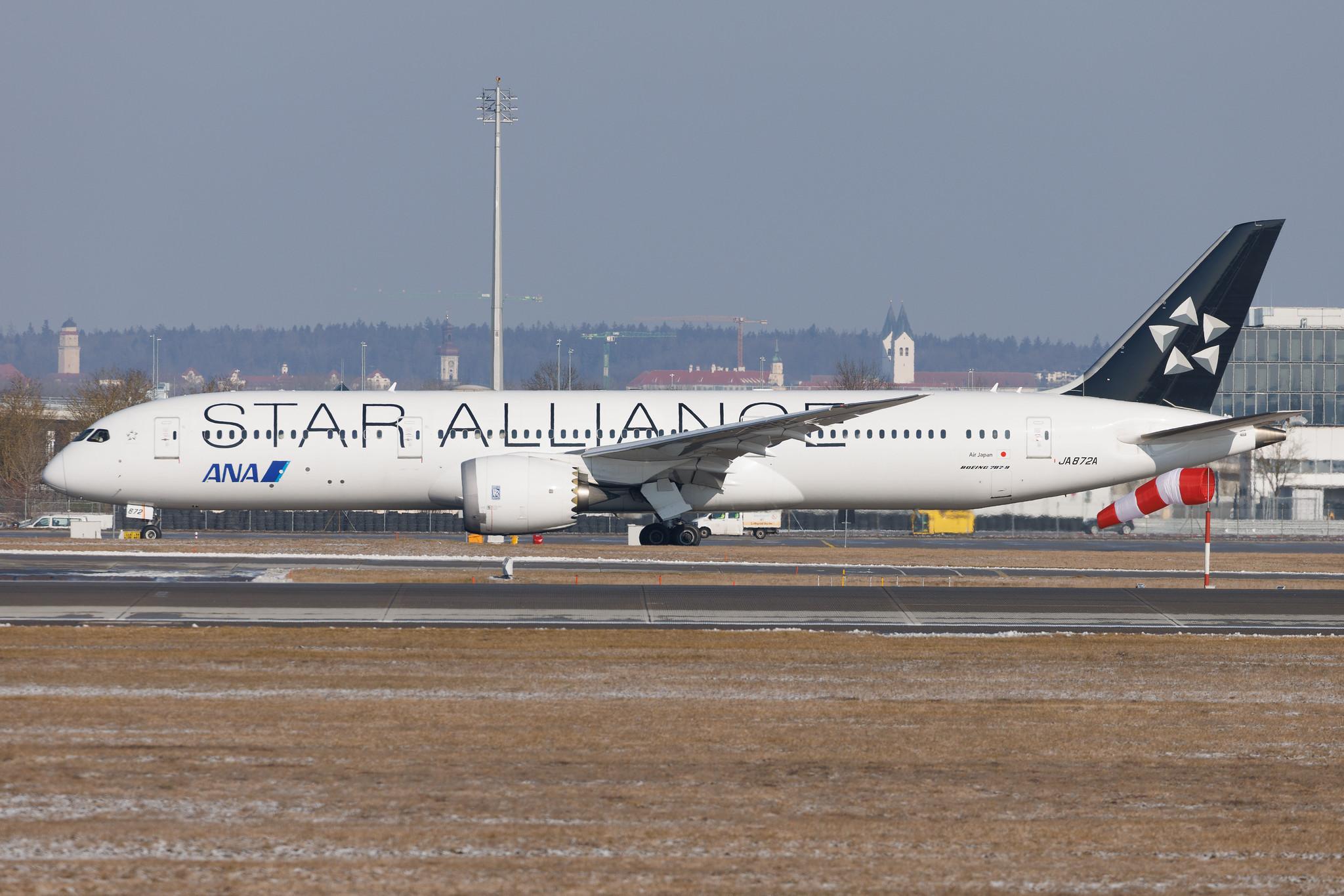 Munich Airport: All Nippon Airways (NH / ANA) | Livery: Star Alliance Livery | Operator: Air Japan | Boeing 787-9 Dreamliner B789 | JA872A | MSN 34504