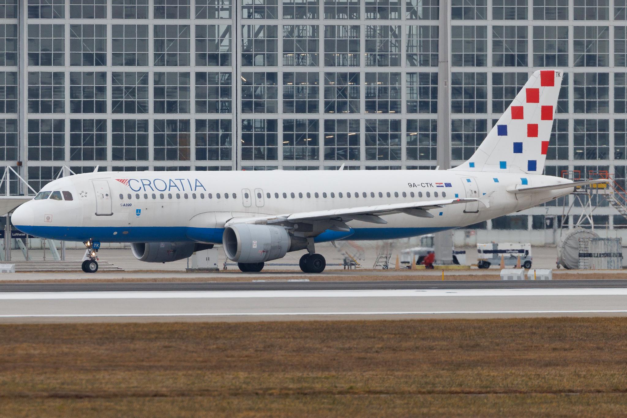Munich Airport: Croatia Airlines (OU / CTN) | Airbus A320-214 A320 | 9A-CTK | MSN 1237