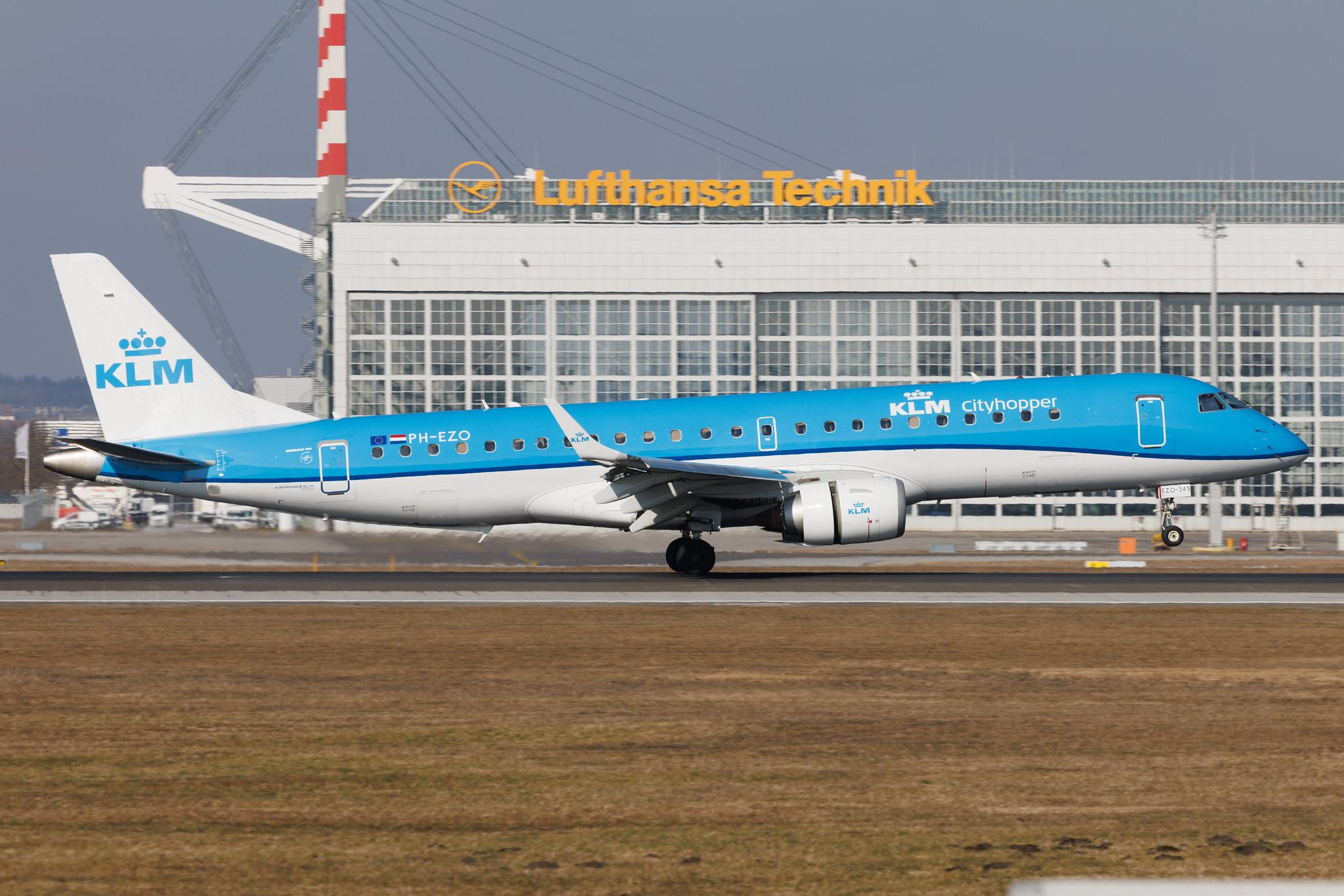 Munich Airport: KLM (KL / KLM) | Operator: KLM Cityhopper | Embraer E190STD E190 | PH-EZO | MSN 19000345