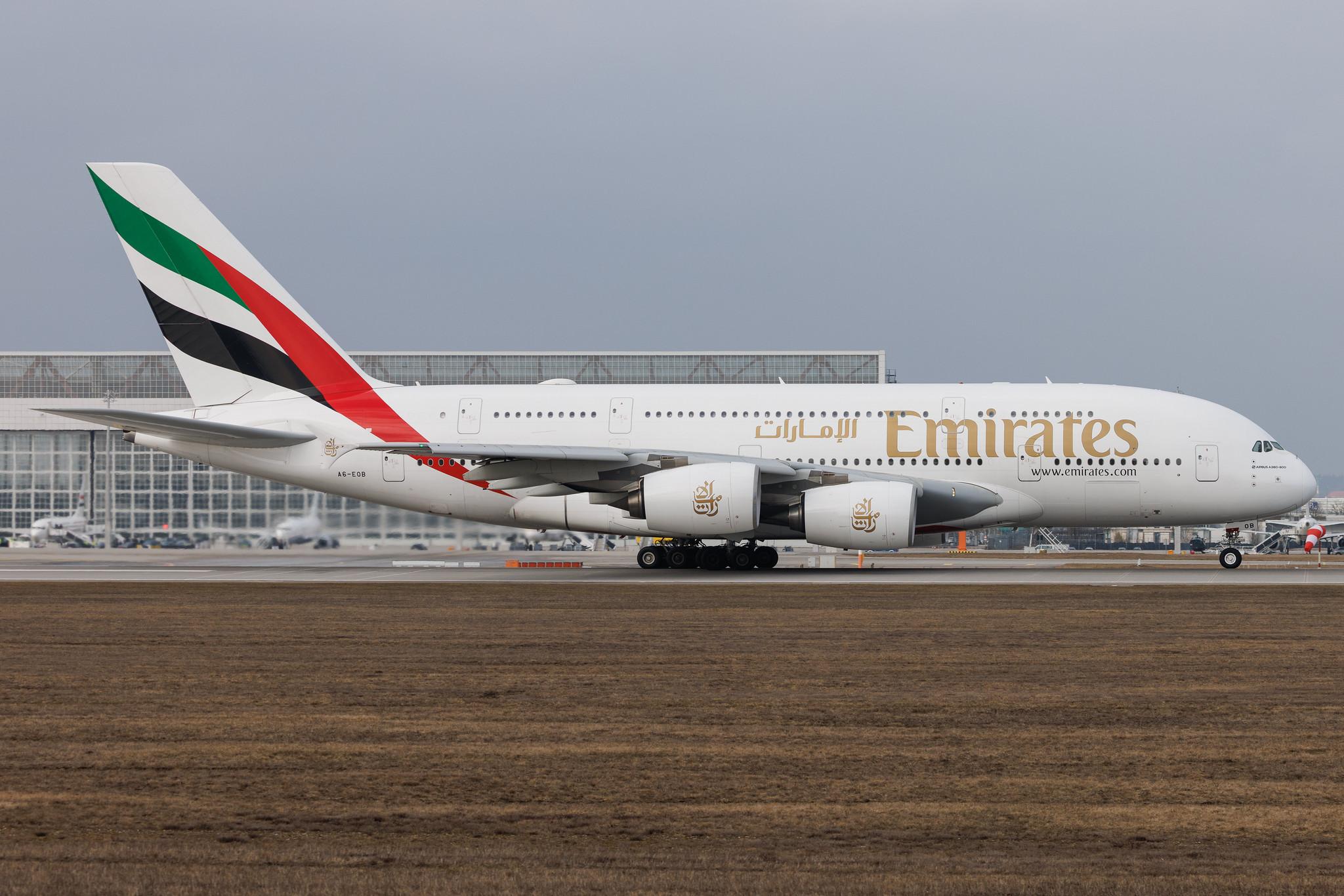Munich Airport: Emirates (EK / UAE) | Airbus A380-861 A388 | A6-EOB | MSN 164