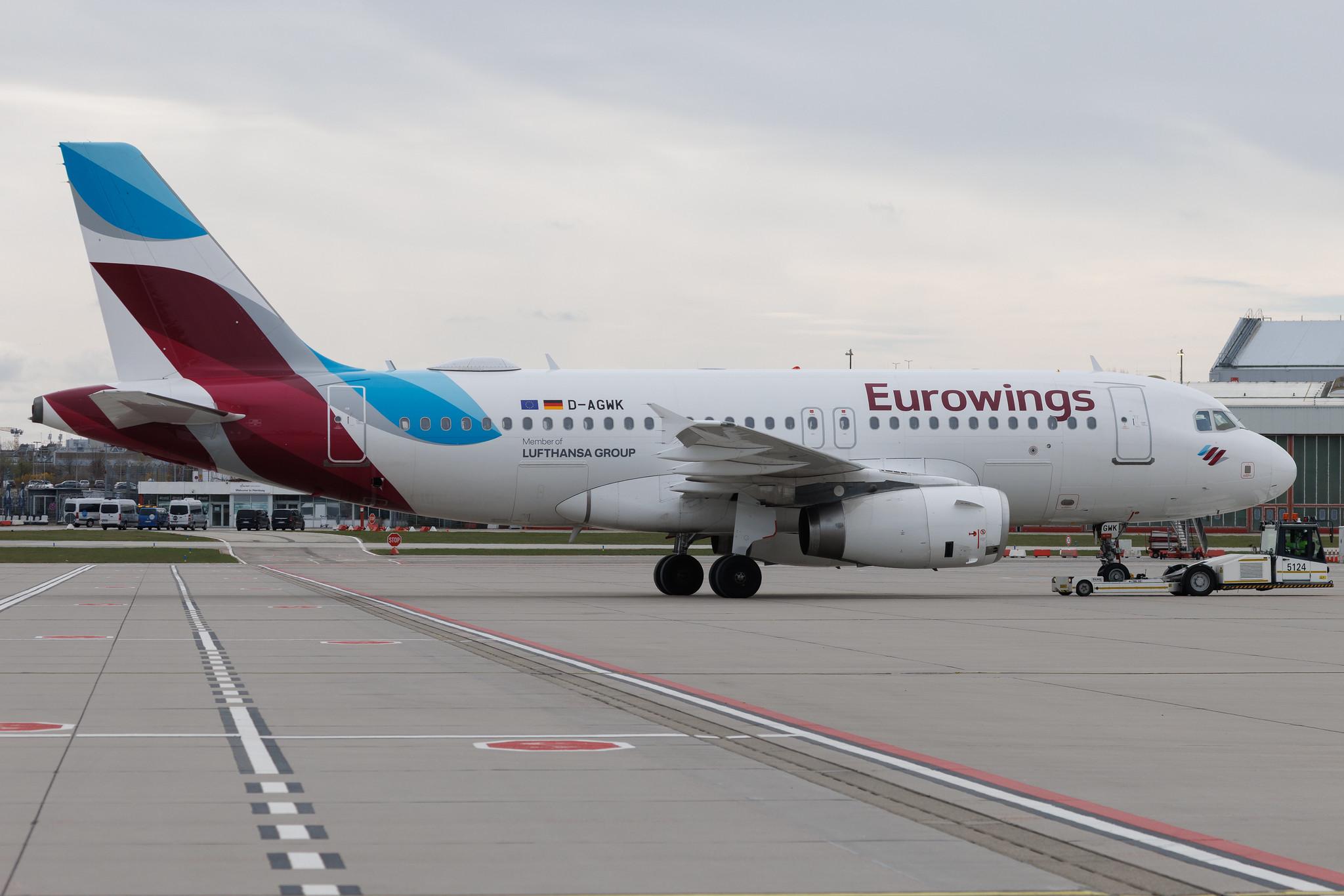 Hamburg Airport: Eurowings (EW / EWG) | Airbus A319-132 A319 | D-AGWK | MSN 3500