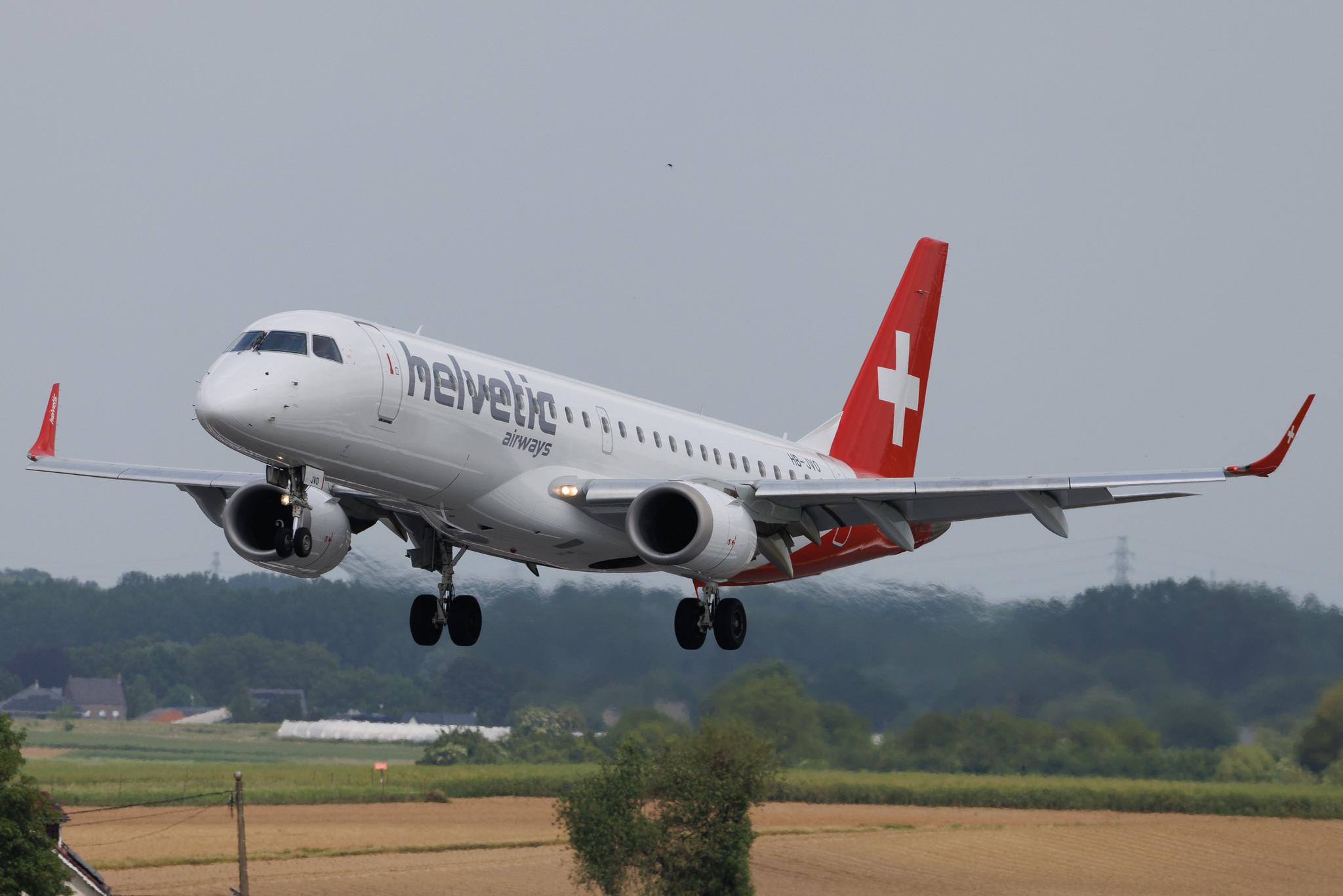 Brussels Airport: Helvetic Airways (2L / OAW) | Embraer E190LR E190 | HB-JVO | MSN 19000294