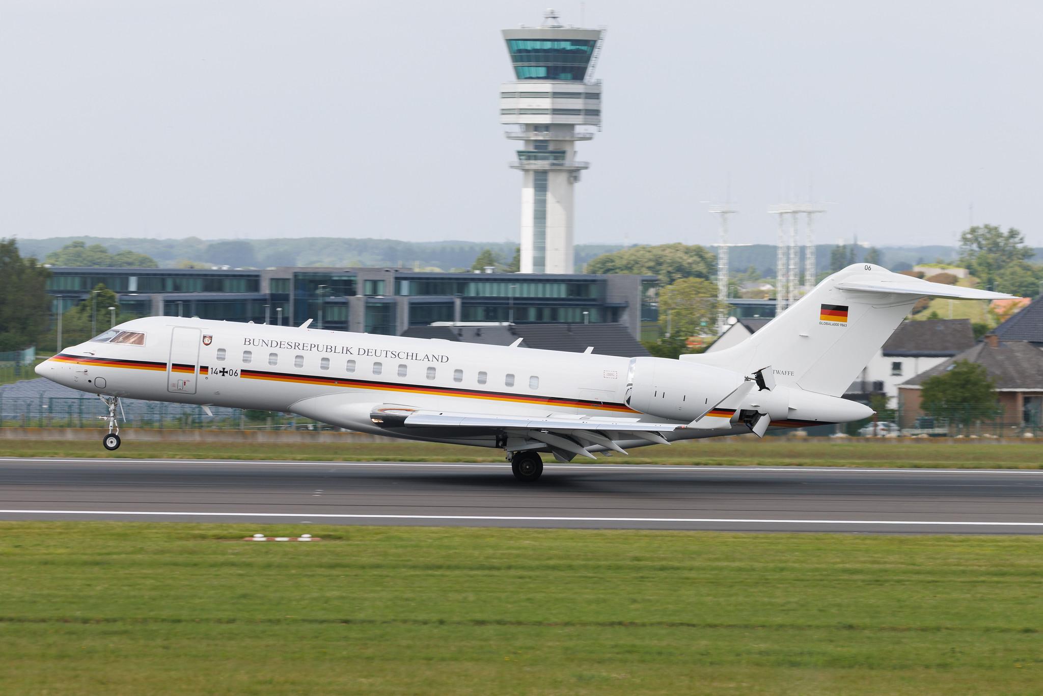 Brussels Airport: German Air Force ( / GAF) | Bombardier BD-700-1A10 Global 6000 GLEX | 14+06 | MSN 9863