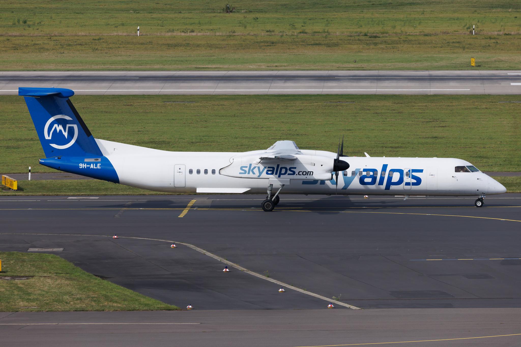 Düsseldorf Airport: SkyAlps (BQ / SWU) | De Havilland Canada Dash 8-400 DH8D | 9H-ALE | MSN 4326