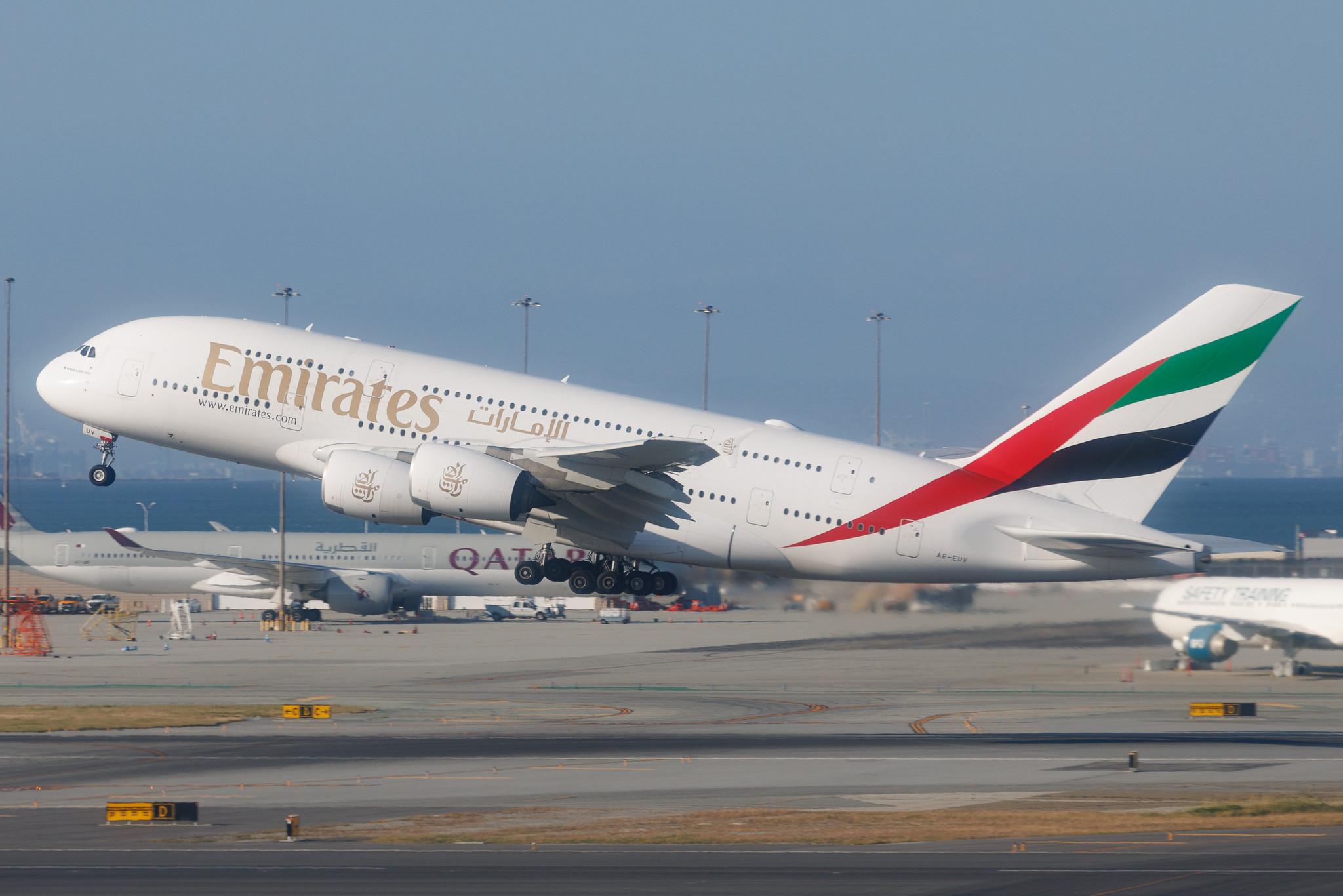 San Francisco International Airport: Emirates (EK / UAE) | Airbus A380-842 A388 | A6-EUV | MSN 239