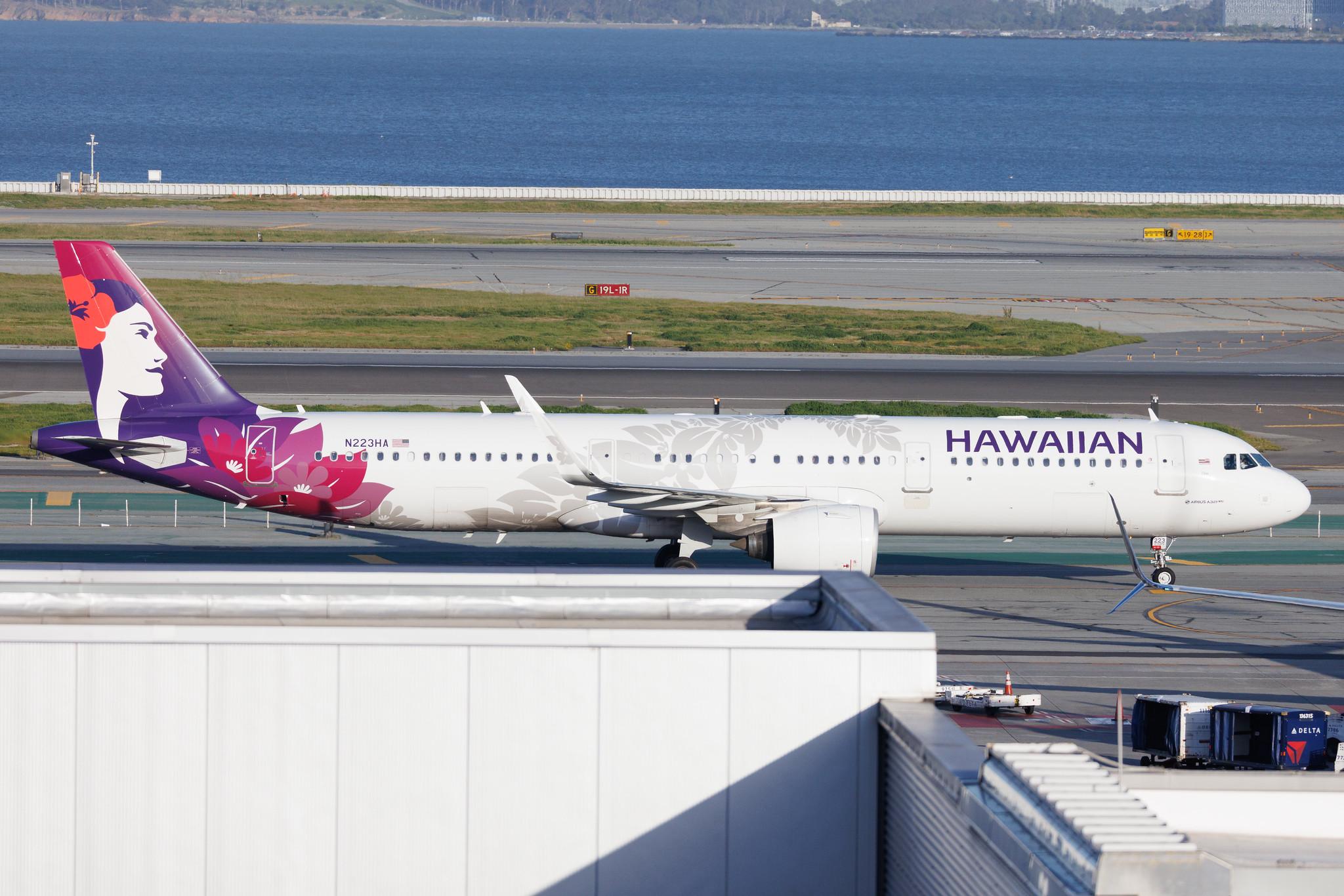 San Francisco International Airport: Hawaiian Airlines (HA / HAL) | Operator: Alaska Airlines | Airbus A321-271N A21N | N223HA | MSN 09060