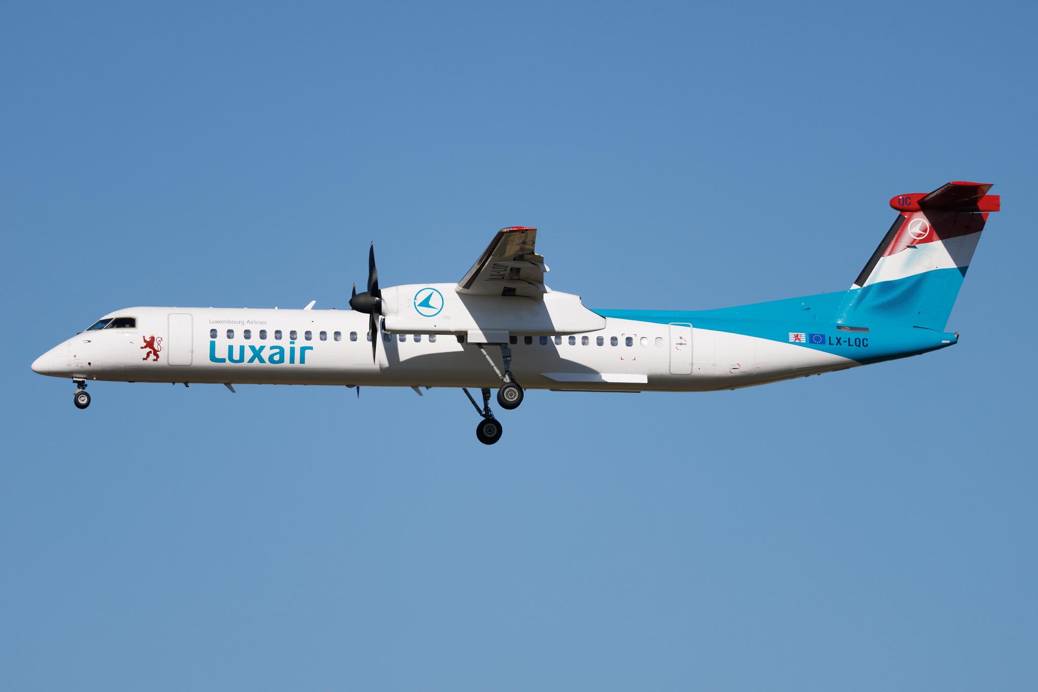 Rome Leonardo da Vinci Fiumicino Airport: Luxair (LG / LGL) | De Havilland Canada Dash 8-400 DH8D | LX-LQC | MSN 4513