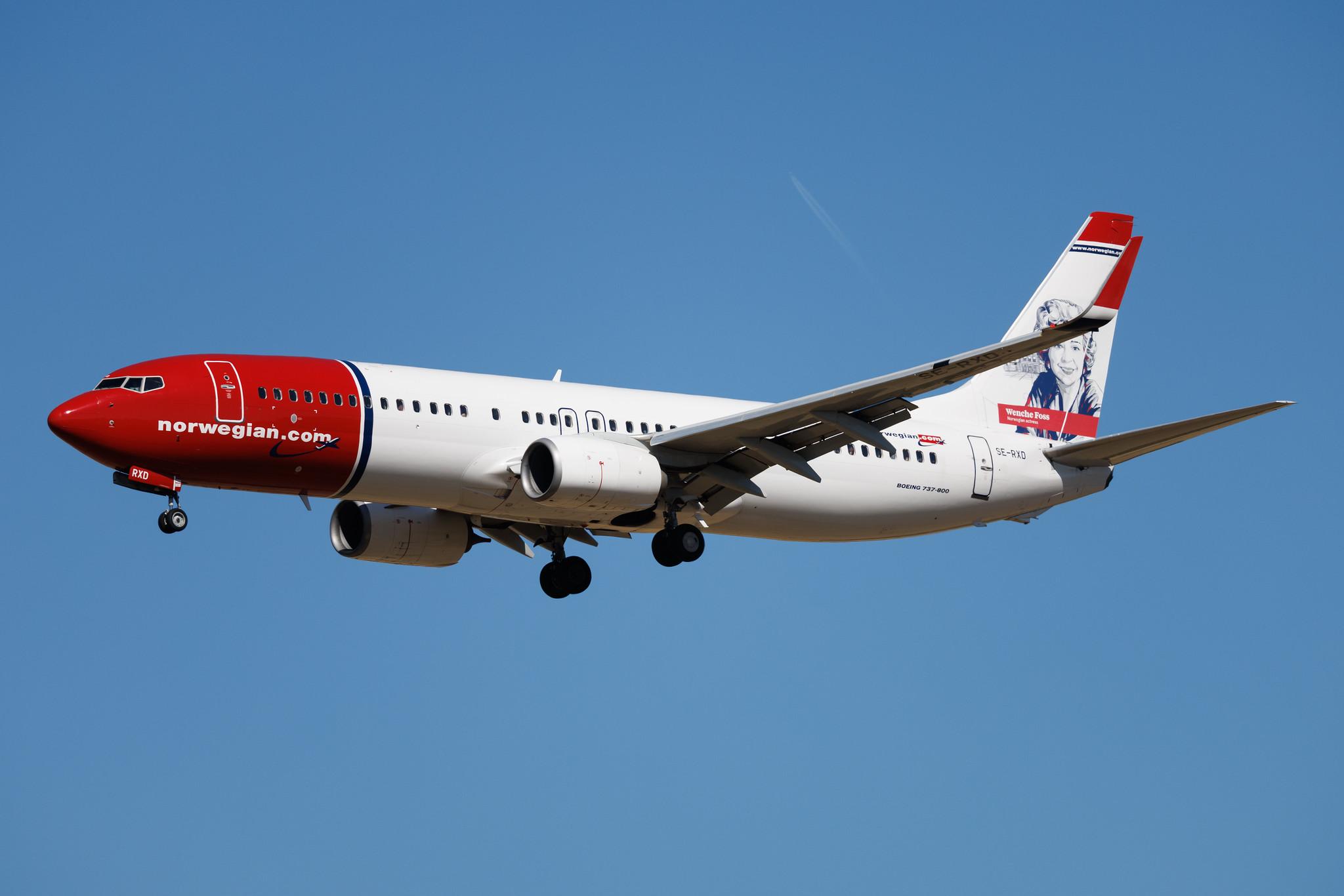 Rome Leonardo da Vinci Fiumicino Airport: Norwegian (DY / NOZ) | Livery: Wenche Foss Livery | Operator: Norwegian Air Sweden | Boeing 737-86N B738 | SE-RXD | MSN 38043