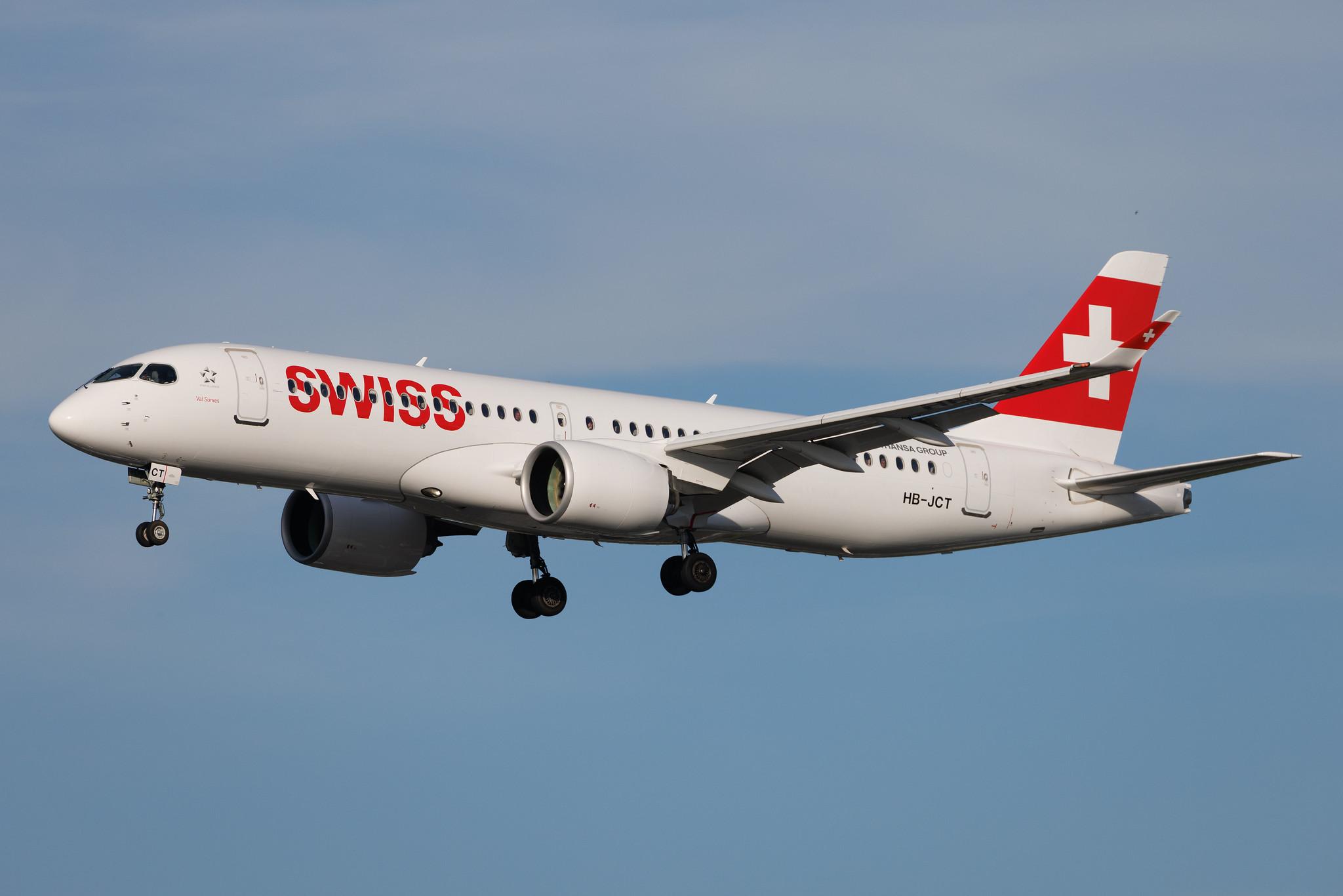 Hamburg Airport: Swiss (LX / SWR) | Airbus A220-300 BCS3 | HB-JCT | MSN 55046
