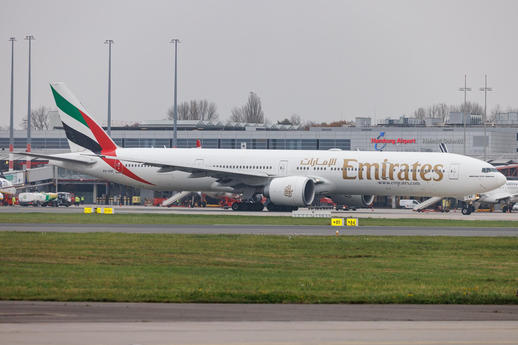 Hamburg Airport: Emirates (EK / UAE) | Boeing 777-31H(ER) B77W | A6-ENF | MSN 41085