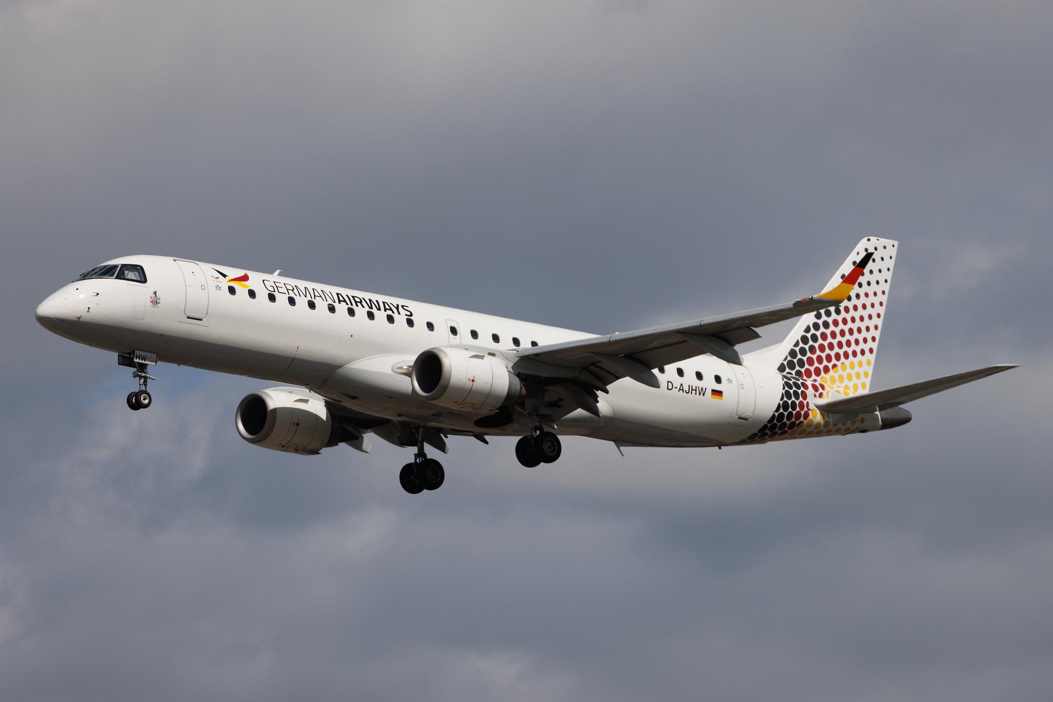 Frankfurt Airport: German Airways (ZQ / GER) | Embraer E190LR E190 | D-AJHW | MSN 19000061