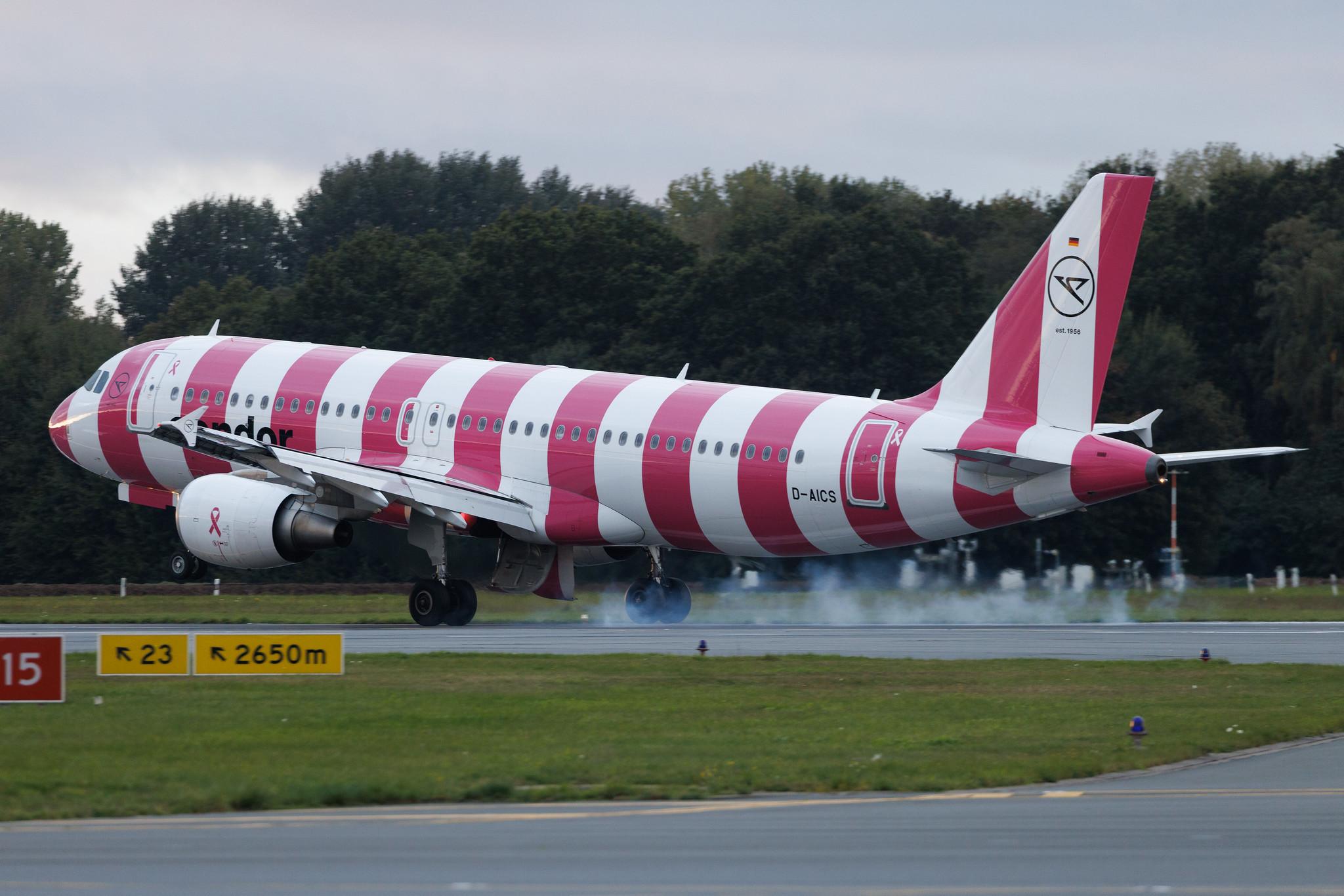 Hamburg Airport: Condor (DE / CFG) | Livery: Breast Cancer Awareness Livery | Airbus A320-214 A320 | D-AICS | MSN 4478